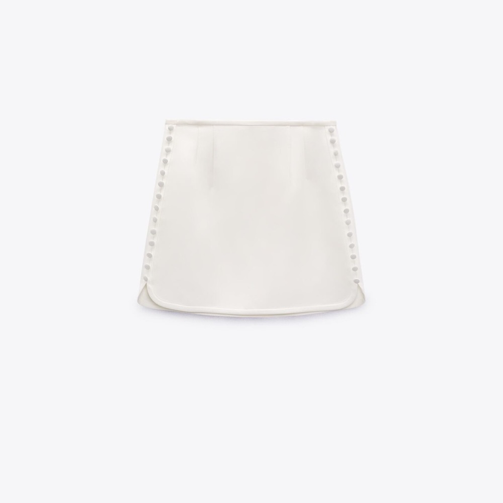 Zara buttoned satin effect ecru skirt